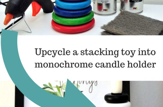 how to upcycle a stacking toy into a monochrome ornament