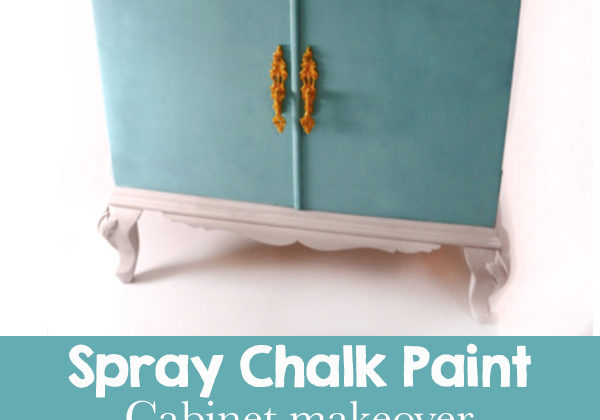 Before and after chalk paint furniture makeover. Step by step tutorial showing how to transform a cabinet with chalk paint. This project uses turquoise paint on a varnished wood surface.