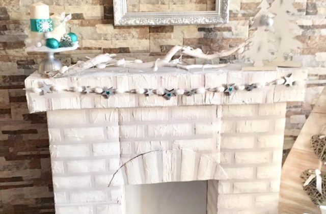 the finished artificial christmas fireplace