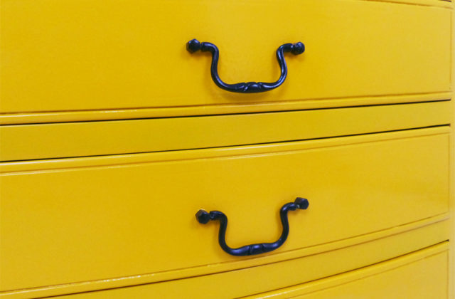 spray painted metal drawer handles