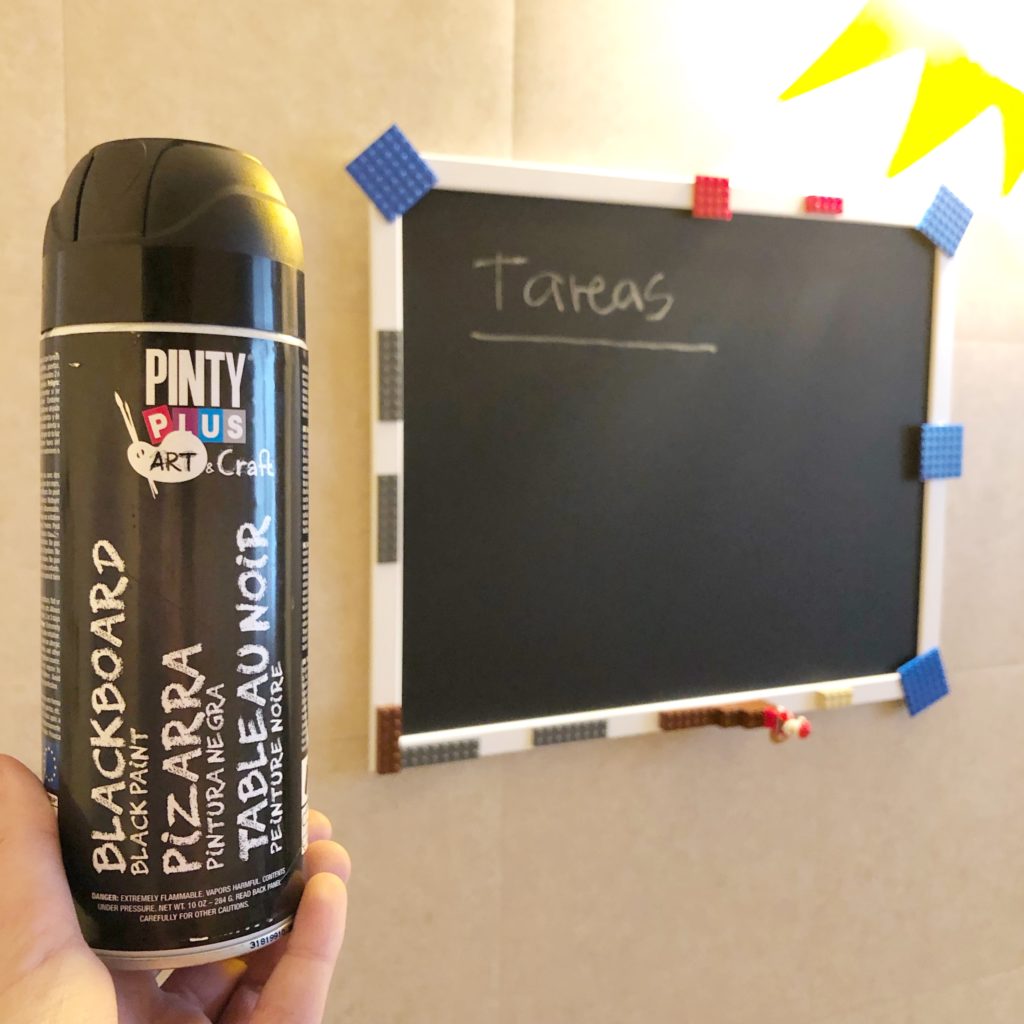 using spray paint to make a lego blackboard