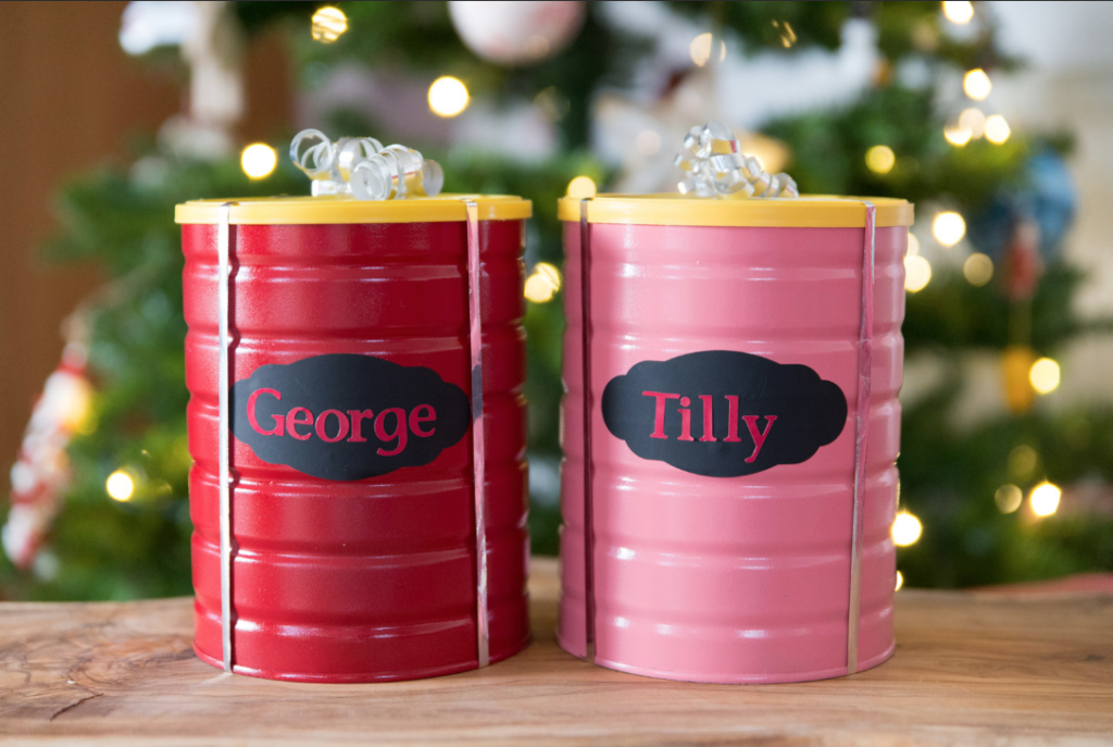 upcycled christmas tins