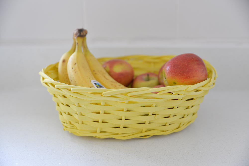 basket sprayed with pintyplus mustard spray chalk paint